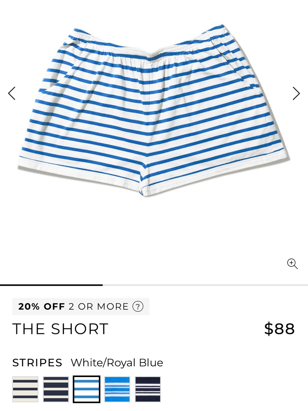 KULE White and Royal Blue Striped Women’s Shorts
